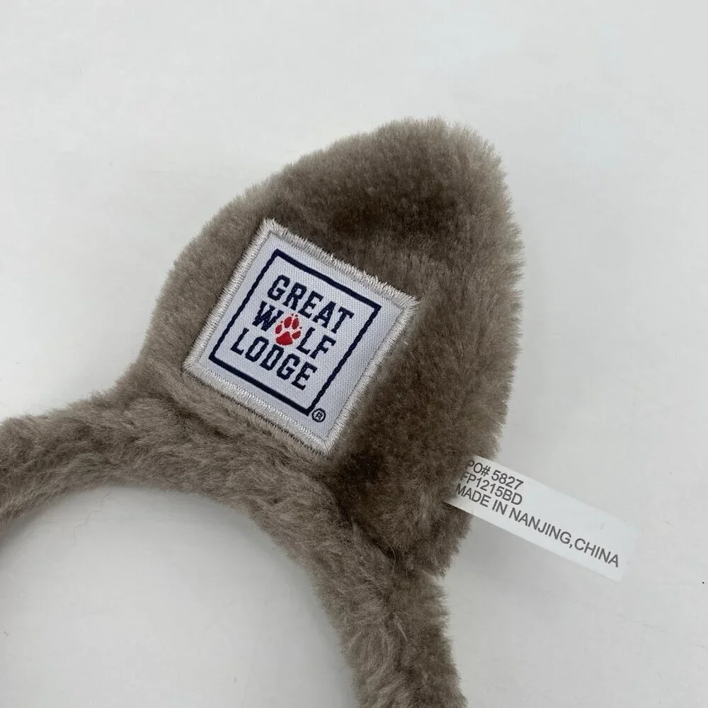 Great Wolf Lodge Ears Faux Fur Headband Gray Kids Youth Halloween Animal Logo